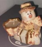 Sneeuwpop waxinelicht met accordeon, Nieuw, Ophalen of Verzenden