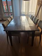 Houten eettafel en stoelen, ook los te koop, Huis en Inrichting, Ophalen, Gebruikt, Rechthoekig, 50 tot 100 cm
