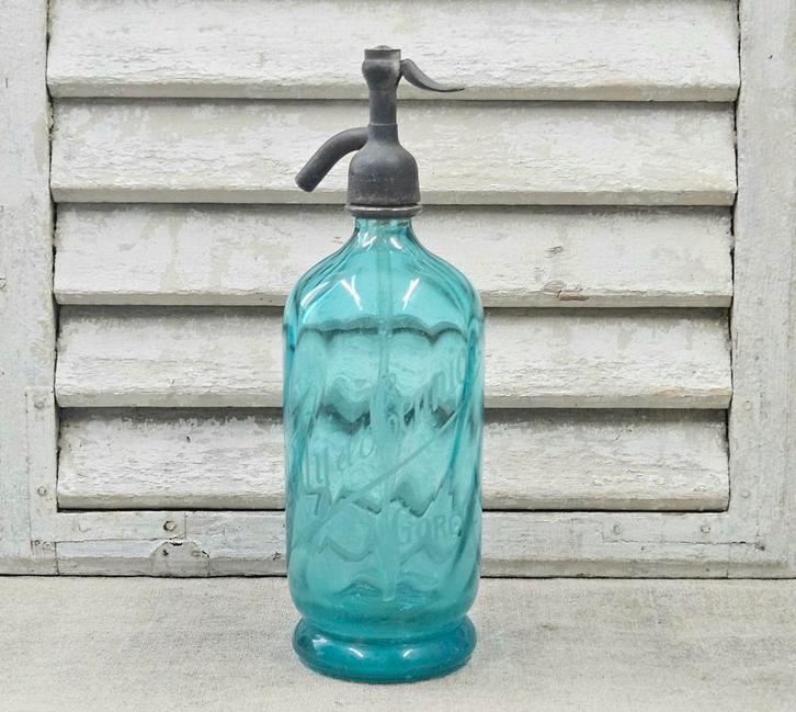 Zeegroene Franse spuitfles, Antiek en Kunst, Antiek | Glas en Kristal, Ophalen of Verzenden