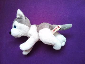  NICOTOY Knuffel HOND HUSKY MET KRAALOGEN. 30 CM LIGGEND beschikbaar voor biedingen