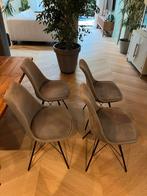 4 grijze velvet kuipstoelen - nette staat, Huis en Inrichting, Stoelen, Ophalen, Gebruikt, Vier, Stof