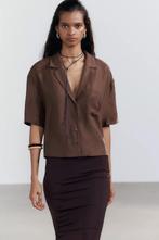 Dames soepelvallende overhemd blouse v-hals reverskraag XS, Ophalen of Verzenden, Nieuw, Maat 34 (XS) of kleiner, Bruin