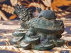 Draak schildpad met geld mooi antiek Chinees brons beeldje., Ophalen of Verzenden
