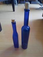 2 brocante blauwe flessen, Ophalen of Verzenden