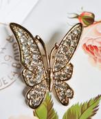 Vintage Vlinder Broche met Kristal steentjes, Met kristal, Overige materialen, Ophalen of Verzenden, Zo goed als nieuw