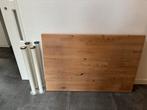 Massief houten bureau/ tafelblad met stalen poten., Huis en Inrichting, Bureaus, Ophalen, Gebruikt, Bureau