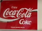 Coca - Cola emaile reklame bord (eind jaren 80), Ophalen of Verzenden, Gebruikt, Reclamebord