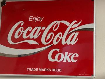 Coca - Cola emaile reklame bord (eind jaren 80) beschikbaar voor biedingen