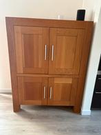 Eikenhouten computer-TV kast, Ophalen, Gebruikt, 100 tot 150 cm, Eikenhout