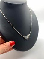 Z121 Prachtige zilveren ketting Fins design, Met hanger, Ophalen of Verzenden, Zo goed als nieuw, X