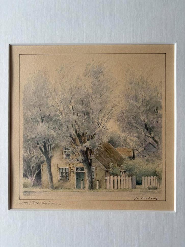 Jo Alting schilderij aquarel Lies Terschelling, Antiek en Kunst, Kunst | Schilderijen | Klassiek, Ophalen of Verzenden