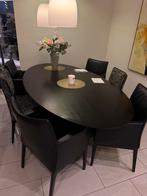 6 prachtige eethoekstoelen,  4x zwart  en  2x gemeleerd., Huis en Inrichting, Zwart, Leer, Ophalen of Verzenden, Zo goed als nieuw