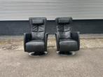 Twee zwarte leren relax fauteuils / relax stoelen, Ophalen, Gebruikt, Minder dan 75 cm, Nvt