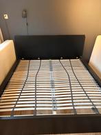 MALM bed 180x200 zwartbruin met lattenbodems, Ophalen, Gebruikt, Zwart, Tweepersoons