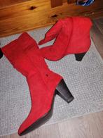 Rode suedine laarzen maat 36 NIEUW, Kleding | Dames, Ophalen of Verzenden, Hoge laarzen, Zo goed als nieuw, Rood