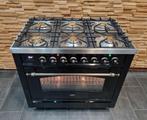 Luxe Fornuis Boretti 90 cm zwart + oud koper 300 C oven, Witgoed en Apparatuur, Fornuizen, 60 cm of meer, 5 kookzones of meer