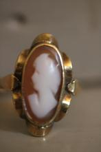 Antieke vintage gouden schelp camee cameo ring portret, Sieraden, Tassen en Uiterlijk, Antieke sieraden, Goud, Ophalen of Verzenden