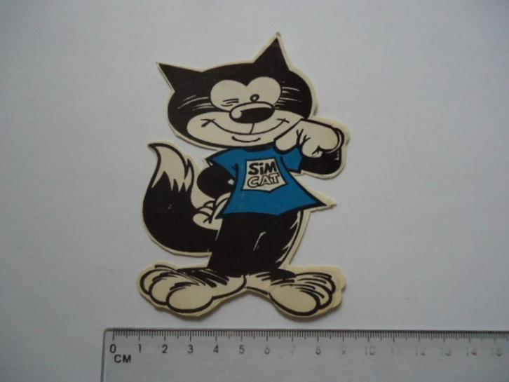 sticker oud SIMCAT Sim cat simca strip mic delinx vintage, Verzamelen, Stickers, Zo goed als nieuw, Verzenden