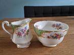 Vintage Porseleinen Roomstel met Bloemen, Ophalen of Verzenden