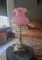 Vintage Capodimonte tafellamp lamp roze kap messing goud, Huis en Inrichting, Ophalen of Verzenden, Minder dan 50 cm