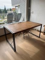 Industriële Houten Tafel met Stalen Onderstel, Ophalen, Gebruikt, 50 tot 100 cm, 150 tot 200 cm