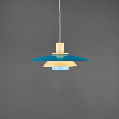 Geel en blauwe lamp, Scandinavisch design, Deense hanglamp, Huis en Inrichting, Lampen | Hanglampen, Zo goed als nieuw, 75 cm of meer