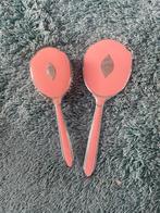 Originele Vintage Jaren 50 borstel en spiegel roze en zilver, Antiek en Kunst, Ophalen of Verzenden