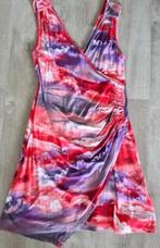 Paars rood witte zomerjurk/tuniek met V hals, Overige kleuren, Maat 42/44 (L), Ophalen of Verzenden, Knielengte