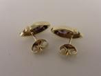 Gouden oorknopjes met zirkonia                           G71, Sieraden, Tassen en Uiterlijk, Oorbellen, Gebruikt, ., Paars, Ophalen of Verzenden