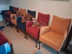 6 eetkamerstoelen op wieltjes, Huis en Inrichting, Fauteuils, Ophalen, Gebruikt, Minder dan 75 cm, Metaal