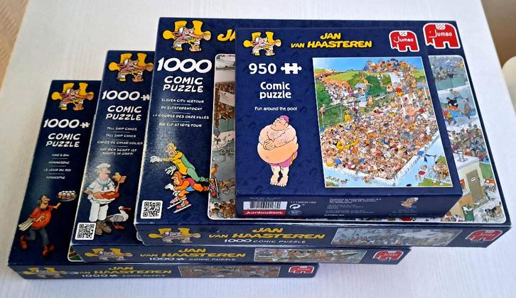 Jan van Haasteren (4 puzzels), Hobby en Vrije tijd, Denksport en Puzzels, Gebruikt, Legpuzzel, 500 t/m 1500 stukjes, Ophalen of Verzenden
