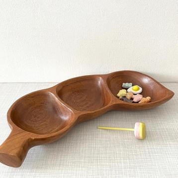 vintage teak SNACKSCHAAL schaal teakhout Mid Century Japandi beschikbaar voor biedingen