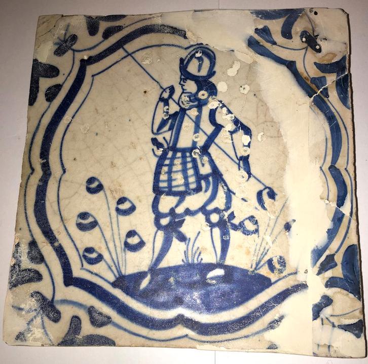 PIEKENIER Accolade! Mooie 17e Eeuwse Tegel 80 jarige oorlog, Antiek en Kunst, Curiosa en Brocante, Verzenden