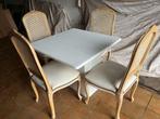 Vierkante travertin eettafel 90x90, Huis en Inrichting, Tafels | Eettafels, 50 tot 100 cm, Vierkant, Zo goed als nieuw, Vier personen