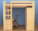Stevige houten HOOGSLAPER met buro en kast SHOWMODEL, 90 cm, Ophalen of Verzenden, Stapelbed, Nieuw