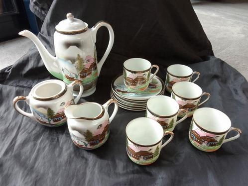 Japans Kutani theeservies, eierschaal, handgeschilderd, goud, Antiek en Kunst, Antiek | Servies compleet, Ophalen of Verzenden