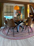 Eettafel 6 stoelen/salontafel en secrataire mangohout, Ophalen, Zo goed als nieuw, Industrieel, 4 tot 6 stoelen
