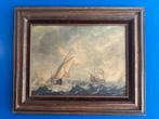 Antiek Schilderij: Zeilschip op Woelige Zee, Antiek en Kunst, Kunst | Schilderijen | Klassiek, Ophalen of Verzenden