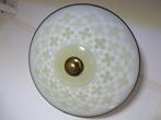 Vintage / retro schotel plafonniere glas brons/koper, Ophalen of Verzenden