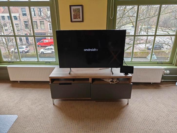 Ikea Besta met twee grijze hoogglans lades, Huis en Inrichting, Kasten | Televisiemeubels, Gebruikt, Minder dan 100 cm, 100 tot 150 cm