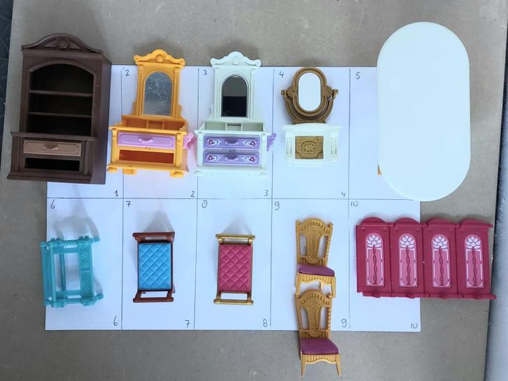 Playmobil losse onderdelen meubels kasten spiegel tafel, Kinderen en Baby's, Speelgoed | Playmobil, Zo goed als nieuw, Los playmobil