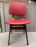 Houten stoel, rood skai bekleding - vintage (3st voorraad), Huis en Inrichting, Stoelen, Gebruikt, Onbekend, Onbekend, Eén