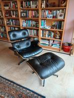 Eames loungechair met ottoman, zwart, Ophalen, Gebruikt, 50 tot 75 cm, Leer