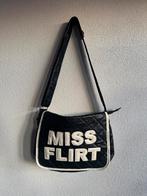 Vintage Y2K Miss Flirt zwarte gewatteerde schouder tas, Vintage, Ophalen of Verzenden, Zo goed als nieuw, Vintage