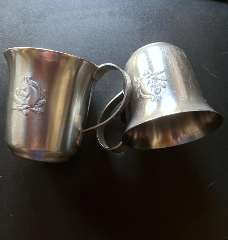 twee vintage gero zilmeta kinderbekertjes - eekhoorn, Antiek en Kunst, Antiek | Bestek, Ophalen of Verzenden