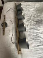 Moderne Plafondlamp met 4 lampenkappen, Ophalen, Zo goed als nieuw, Metaal