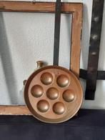 Oude Koperen pofferpan "eierpan"smeedijzer steel,landelijk, Ophalen of Verzenden