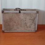 Robuust oud frans houten koffer/kist met canvas militaria, Antiek en Kunst, Curiosa en Brocante, Ophalen of Verzenden