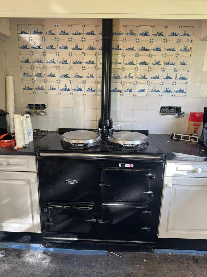 Aga Fornuis Gas - 2 Pits, 2 Ovens - Zwart, Witgoed en Apparatuur, Fornuizen, Gebruikt, Vrijstaand, Gas, 3 kookzones of minder
