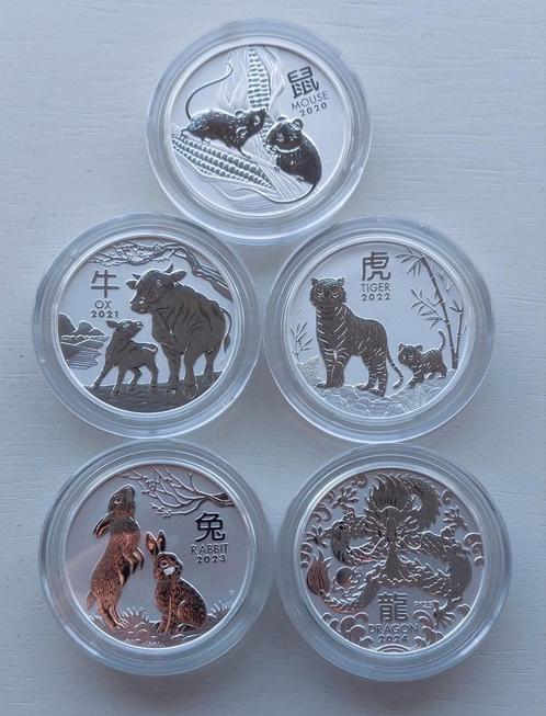 Zilveren 2 oz Lunar 3 serie., Postzegels en Munten, Munten | Oceanië, Losse munt, Zilver, Ophalen of Verzenden